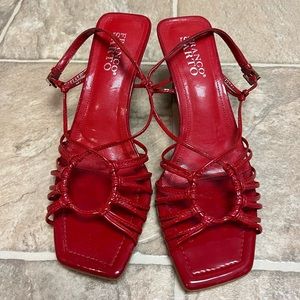 Franco Sarto Red Strappy Wedge Sandals Size 7M